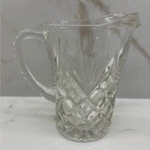 Vintage Anchor Hocking Pineapple Cut Glass Creamer Ribbed Handle
